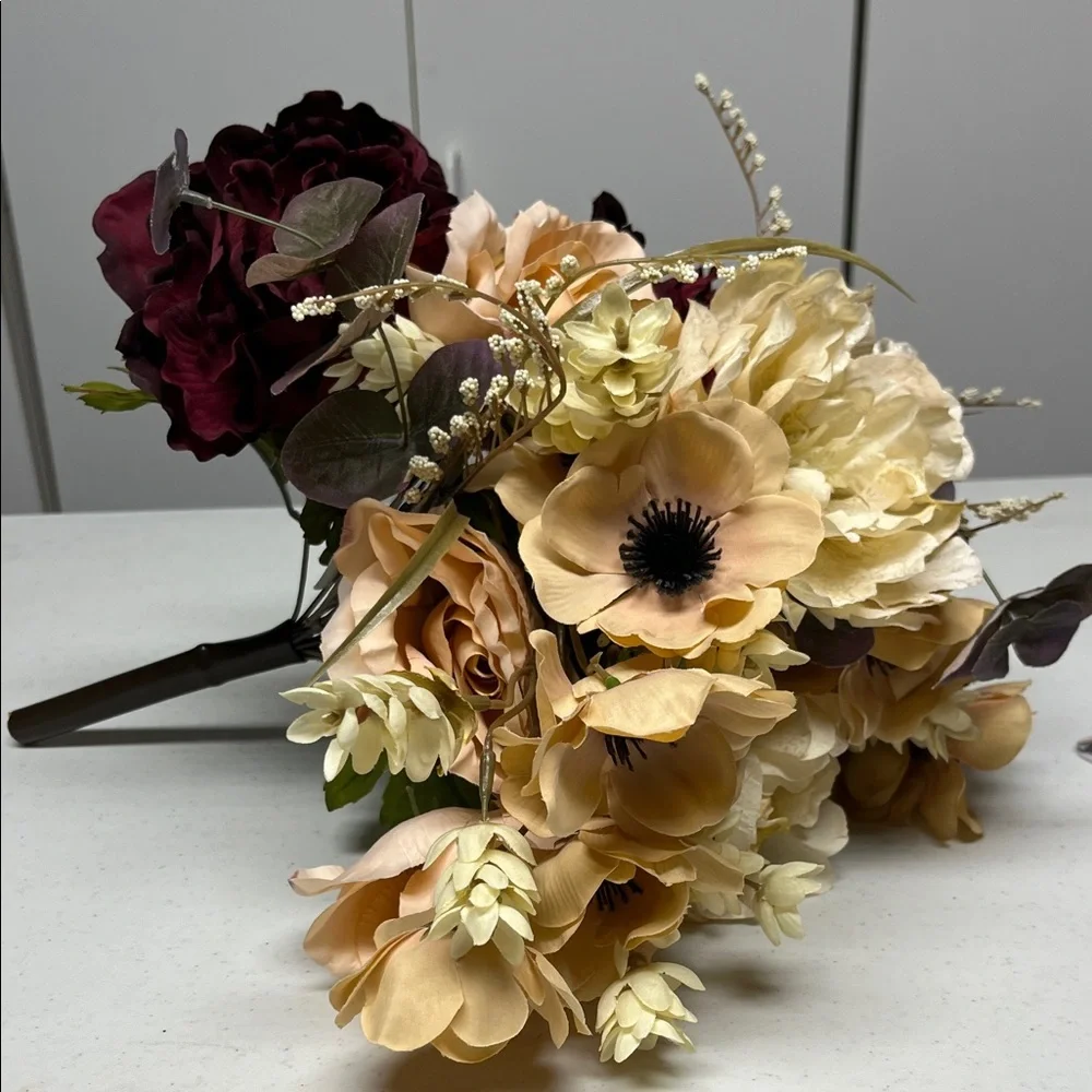 Elegant Floral Arrangement in Cream and Burgundy